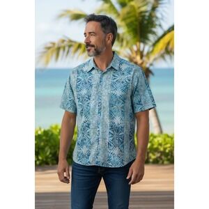 Johari West Hawaiian Shirt Aloha Floral Short Sleeve Cotton Men's Size 2XLT NWT‎